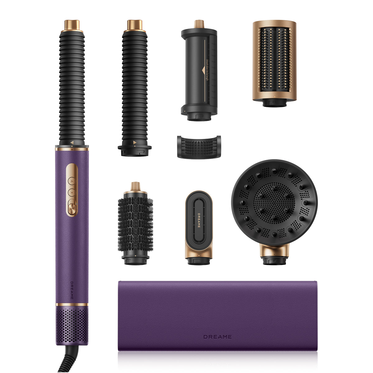 Dreame AirStyle Pro 2, 7-in-1-Hairstyler, Schnelltrocknend, 2 Lockenaufsätze, Volumen für das Haar, glättende Bürste, Frizz-Reduzierung, Lederset, Airflow-Styling, Magnetdesign