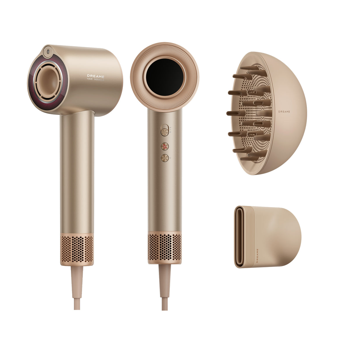 DREAME Miracle Essence Haartrockner, Mikronebelessenz-Infusion, Dual-Band-Rotlichtpflege, schnelles Trocknen mit 110.000 U/min, 600 Mio. Ionen-Technologie, NTC-Wärmeregelung, Diffusor enthalten