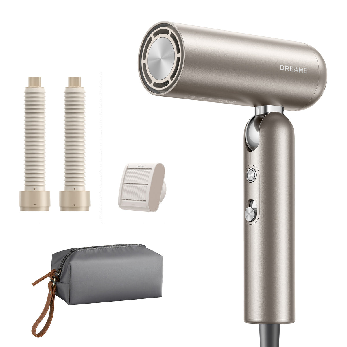 DREAME Pocket Neo 2 Hochgeschwindigkeits-Haartrockner, in 3 Formen klappbar, 300 g leicht, 110.000 U/min Motor, 300 Millionen negative Ionen/cm³, 57 °C konstante Temperatur, 40 s Trocknungszeit, geräuscharmer Haartrockner