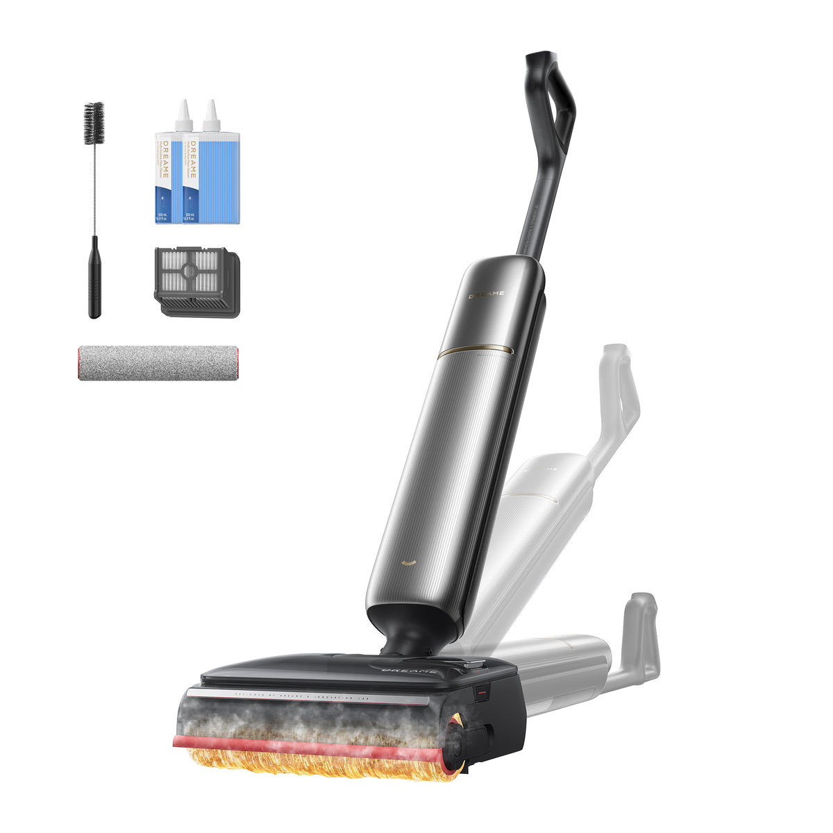 DREAME T16 Pro Heat-A Nass- und Trockensauger, 9,85 cm ultraflach, 90 °C Heißwasser-Wischfunktion, Ölentfernung, Triple-Edge, O Tangle, 30 kPa, 95 °C intelligente Selbstreinigung, AutoAdapt, herausnehmbarer Akku, App