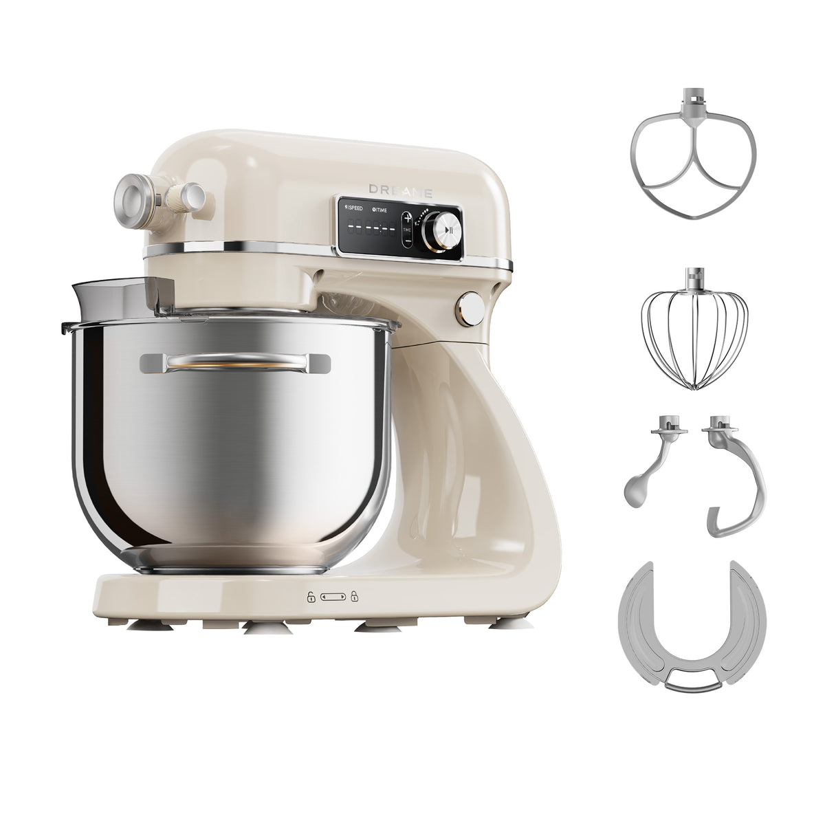 Dreame BioKnead™ Küchenmaschine mit Rührschüssel. Patentierter Doppelknethaken und leiser 800-W-DC-Motor für 6-L-Schüssel. Digitales Display, 12 Geschwindigkeiten