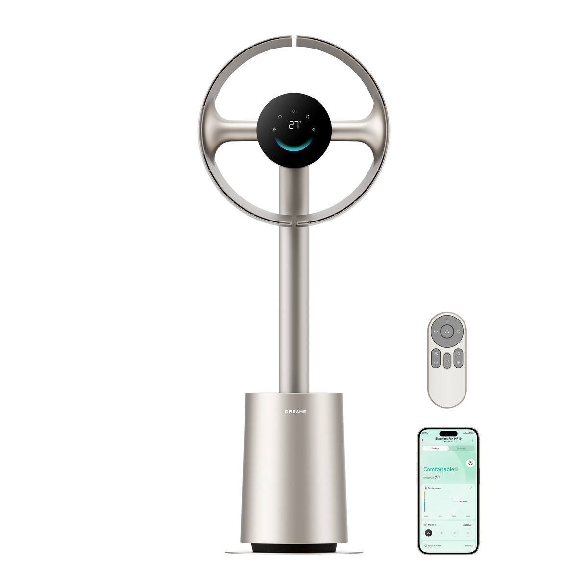 dreame Der flügellose Ventilator MF10 mit 270°-Raumluftstrom für die Zirkulation im gesamten Raum, temperaturadaptiver Luftstrom, intelligenter Windstrom, waschbarer Filter